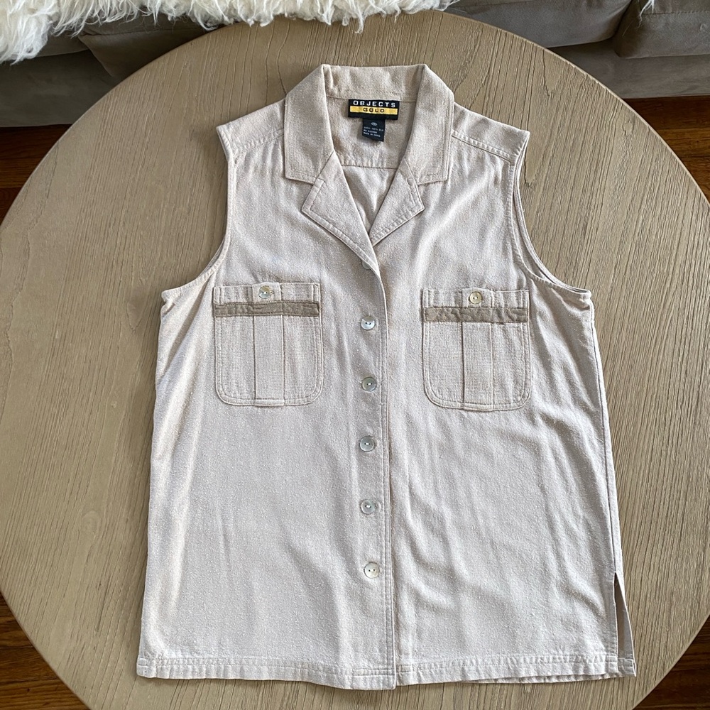 Vintage raw silk buttoned tank